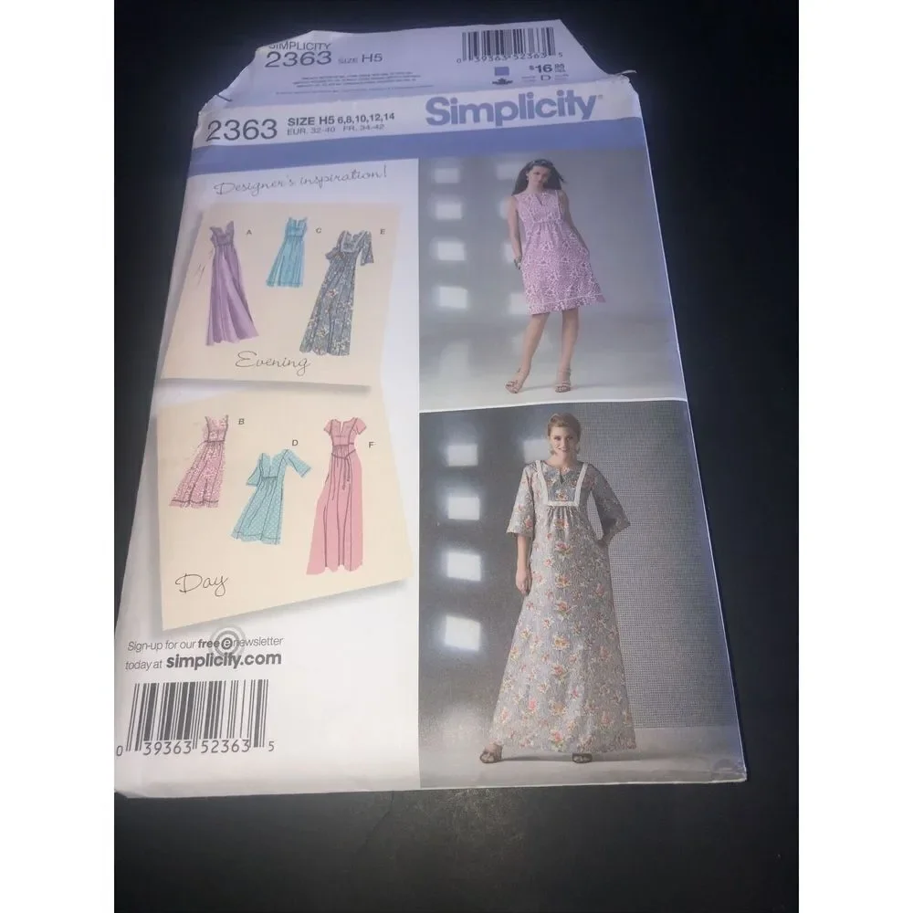 Simplicity 2363 Dress Evening And Day Size 6,8,10,12,14 Uncut Pattern